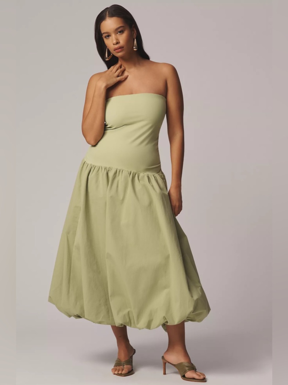 MARE MARE Strapless Drop-waist Bubble Midi Dress BNWT 2X